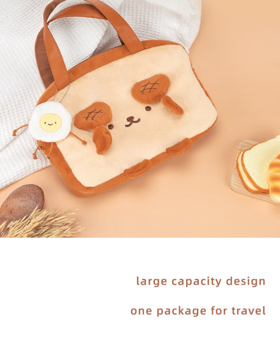 Vafsky Women's School Messenger Bags Kawaii Dog Toast Plush Shoulder Bag Female Handbags Fashion Brown Large Capacity Bags