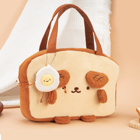 Vafsky Women's School Messenger Bags Kawaii Dog Toast Plush Shoulder Bag Female Handbags Fashion Brown Large Capacity Bags